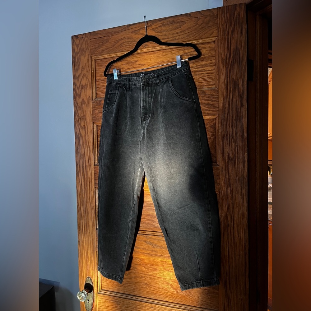 MODERN | Zara Balloon Leg Jeans, Washed Black, Size 6